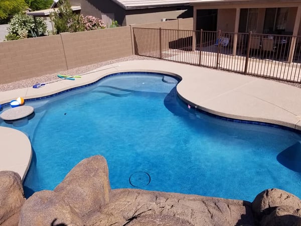 in-pool table, baja step, freeform pool design